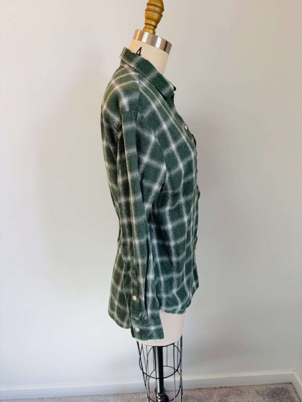 Madewell 90's Grunge/Gorpcore Oversized Forest Green Plaid Flannel Shirt - XS🌲✨ - Picture 4 of 14